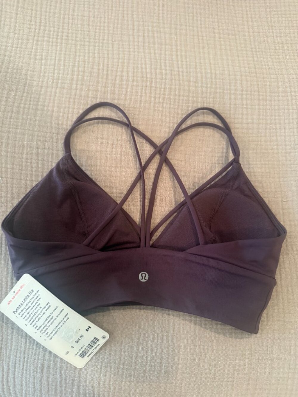 Lululemon Pushing Limits Bra Sz 8 Blackcurrent NEW! - Picture 5 of 8